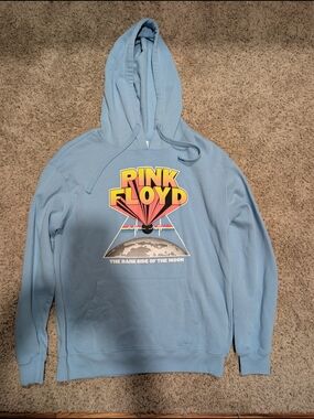 Pink Floyd Unisex Light Blue Crewneck Hoodie with Prism Graphic